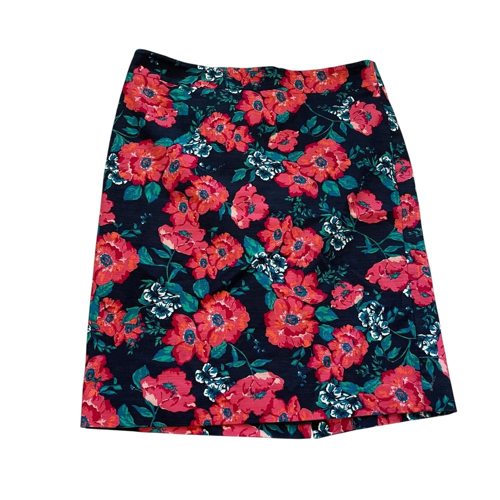 Ann Taylor Floral Pencil Skirt Size 10 Multicolor Textured Knee Length Career